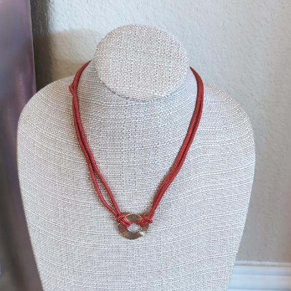 Elegant Red Necklace with Gold Accent - Picture 1 of 3